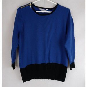 Valarie Stevens Women's Blue With Black Trim & Zipper Accent Shoulders Shirt XL